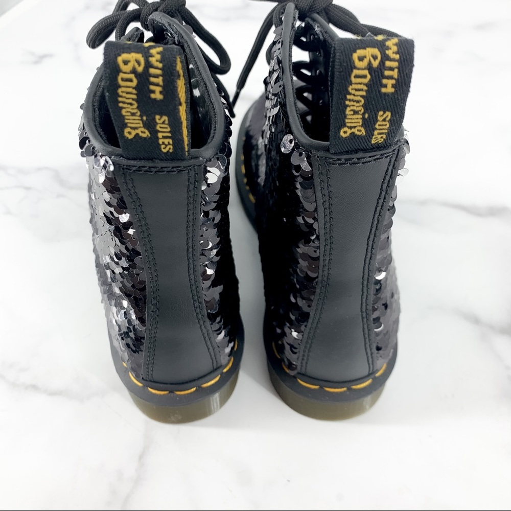 DR. MARTENS 1460 Pascal Sequin Black Silver Boots - Picture 10 of 16